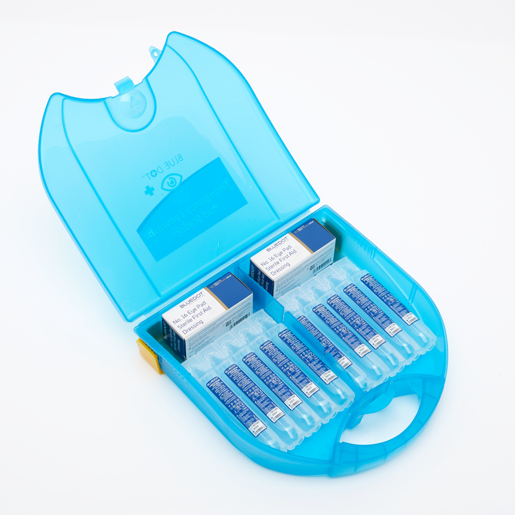 Blue Dot Eye Wash Pod First Aid Kit in Piccolo Box